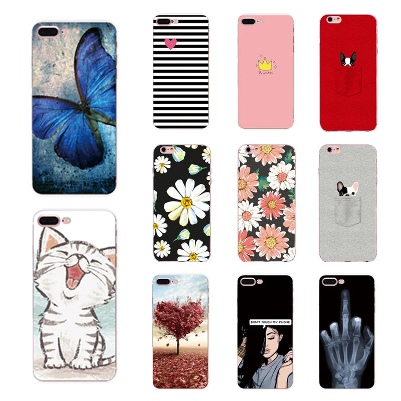 Soft Phone Cover For iphone 6 6s Case Cut Cat Flowers Printed Silicone TPU Thin Shell Funda 5 se 5s 7 8 7plus x 10 |