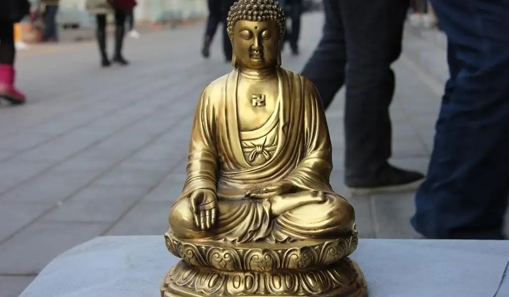 

12 Chinese Classic Copper Brass Buddhism Temple Amitabha Tathagata Buddha Statue