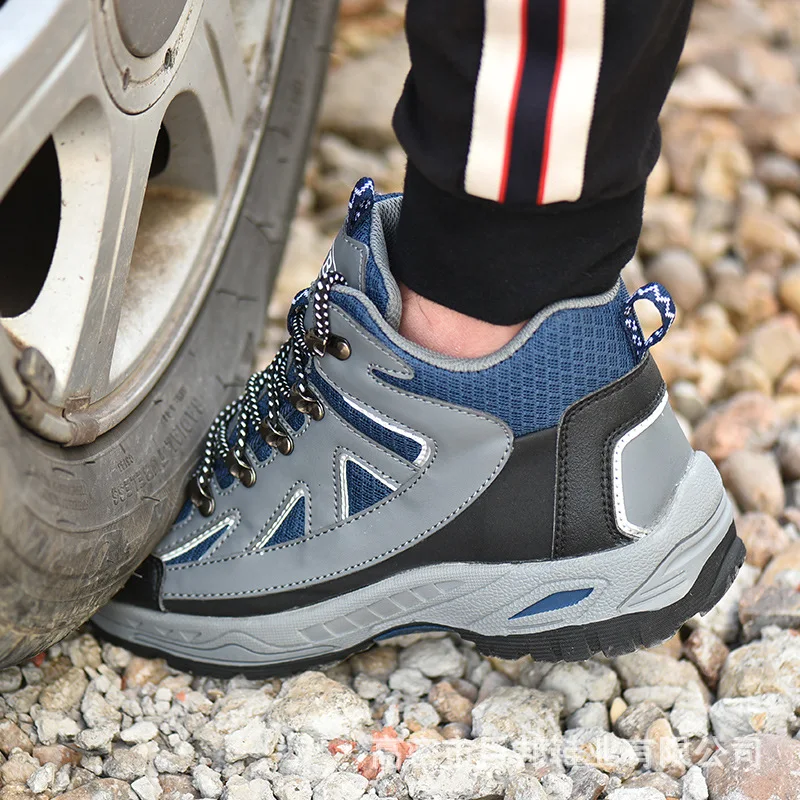 الليل المظلم شريط عاكس السلامة الأحذية زائد المخملية الأحذية الواقية الصلب أحذية سلامة بفتحة لأصبع القدم