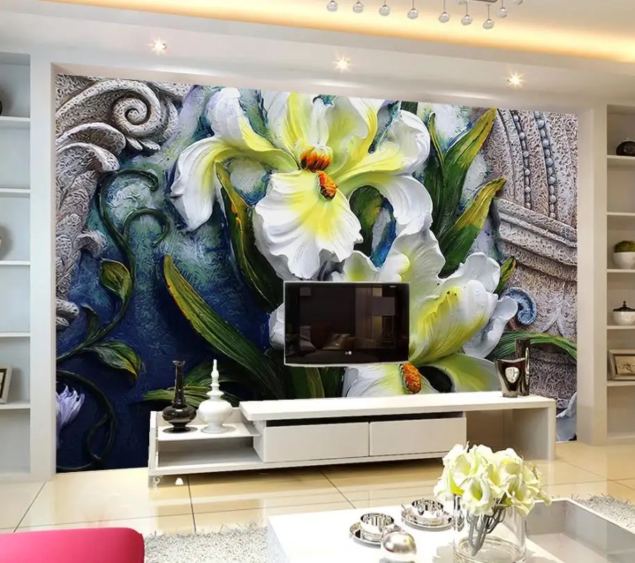 wallpaper for walls 3 d for living room 3D Lily Flower Embossed Background Wall 3D Background Wall Floral Decorative Painting wallpaper for walls 3 d for living room 3D Lily Flower Embossed Background Wall 3D Background Wall Floral Decorative Painting