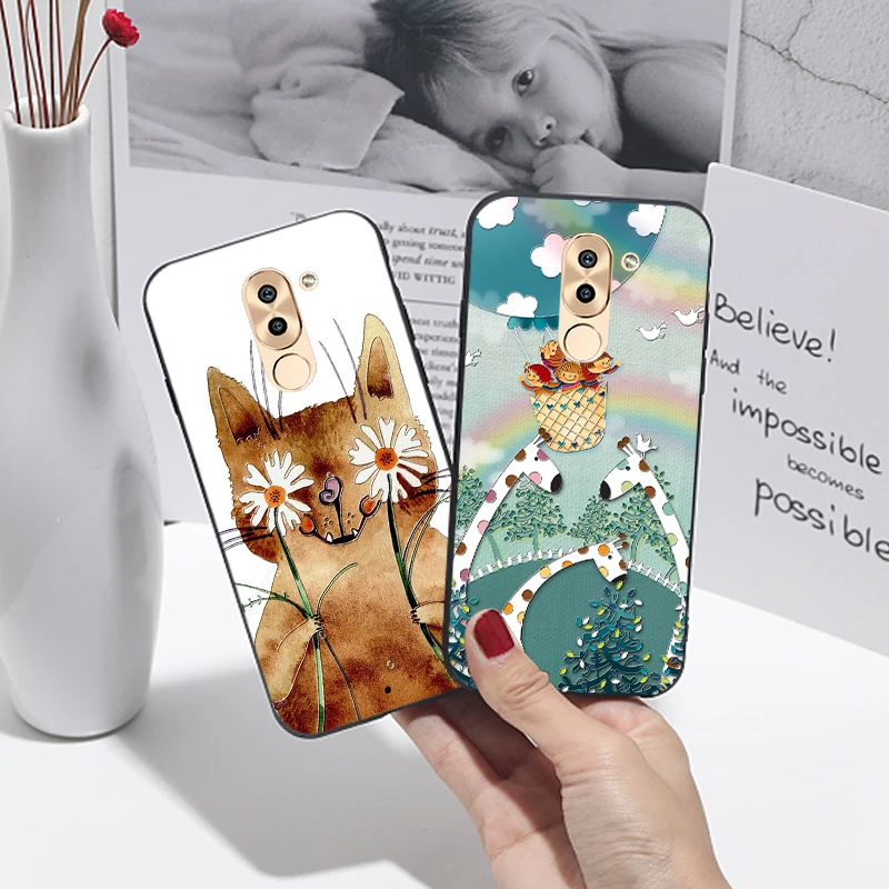 

Cute 3D Emboss Cartoon Phone Case For Huawei Honor 5X 6A 6X GR5 2017 Cases Soft Silicone Cover For Huawei Nexus 6P P8 Lite 2017