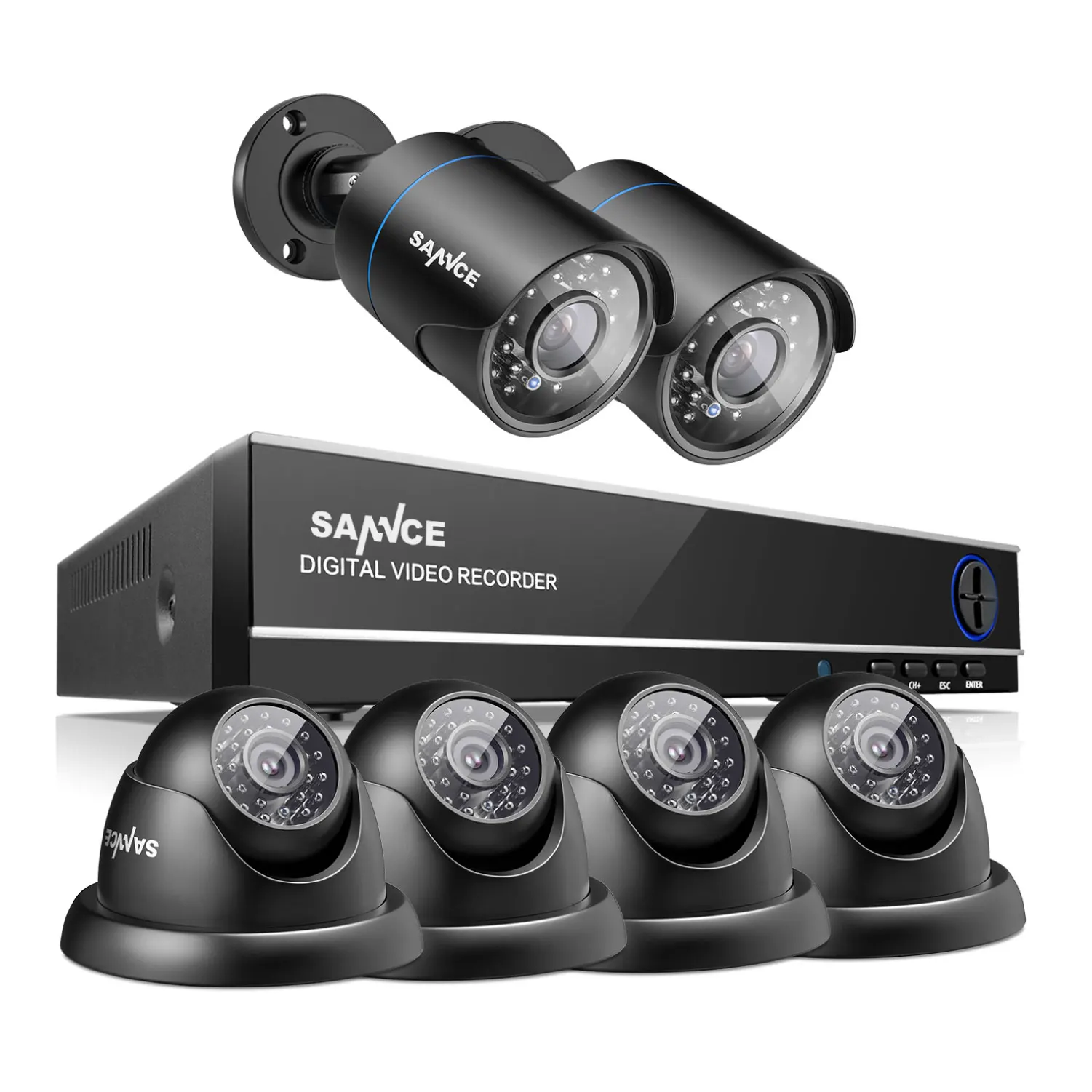 Гибридный видеорегистратор SANNCE 8 каналов 5 в 1 NVR 1.0мп 720 P 6 шт. система