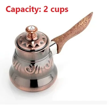  1pc 2 cups Turkish Greek Arabic Coffee Pot stainless steel pot with wooden handle lid Stovetop Coffee Maker Ibrik for barista 