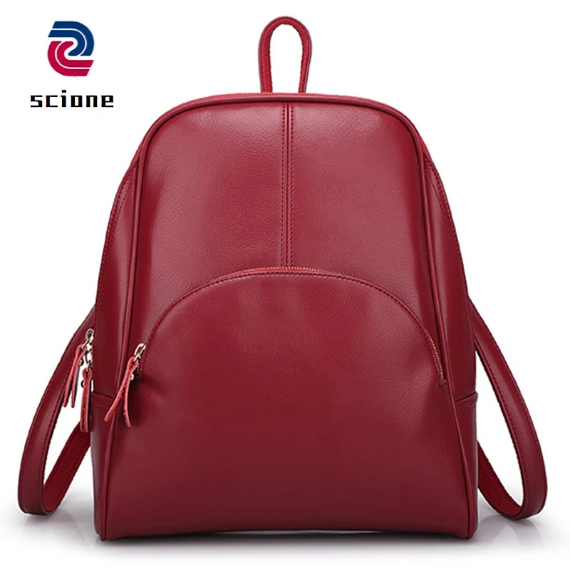 

Fashion Soild Color Women Leather Backpack School Bagpack For Girls Daypack Female Travel Bag Rucksack mochila escolar feminina