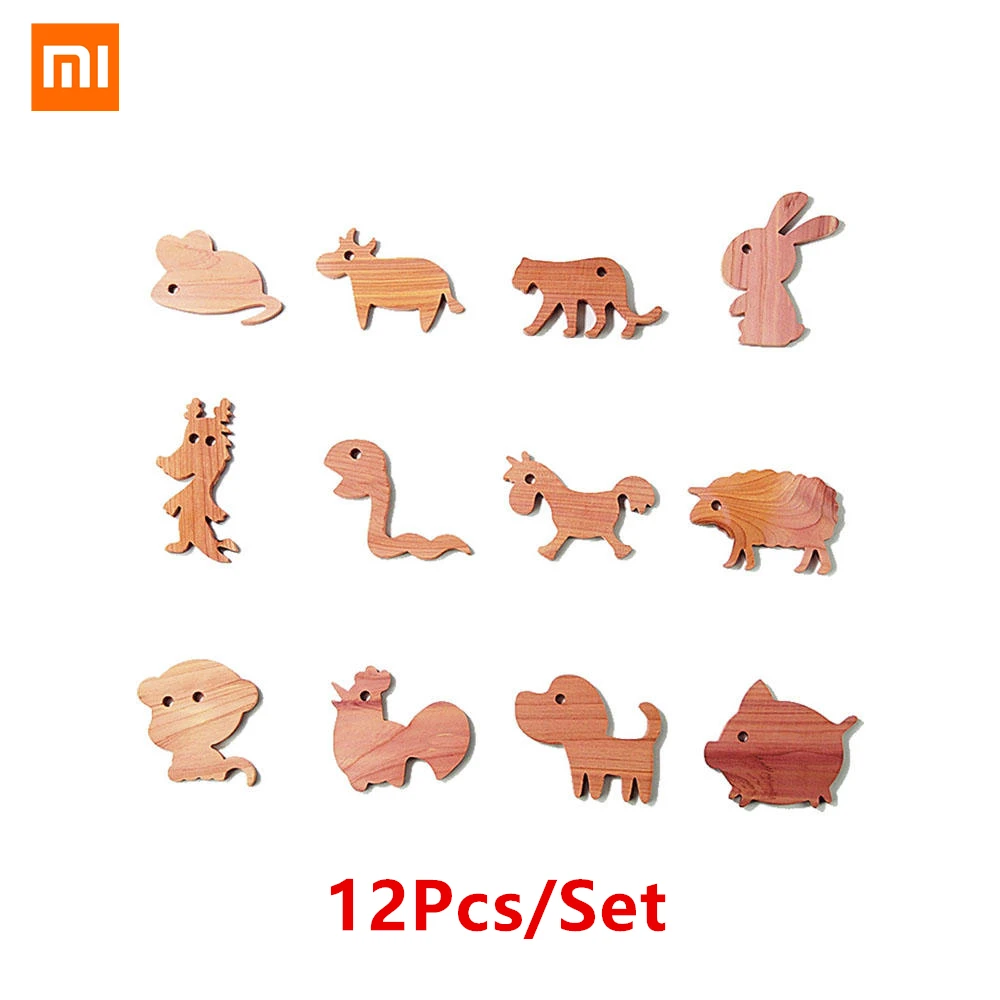 

MI Mijia ZHILING 12 Pcs/Set Wooden Ornament Chinese Zodiac Car/Home Decorations Cute Animal Hanging Ornament Phone Pendant