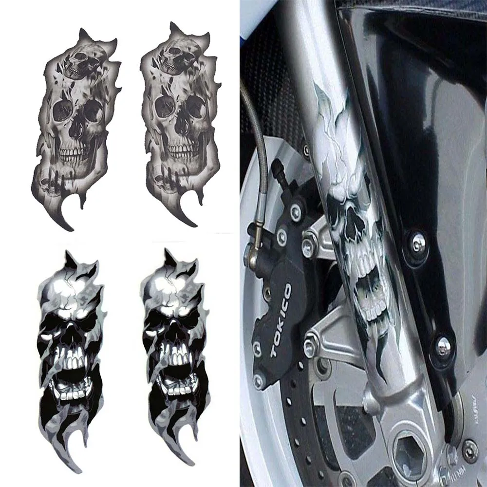 

1Pair Universal Motorcycle Bike Front Fork Skull Zombie Decals Graphic Stickers Moto for Kawasaki Honda Yamaha Harley
