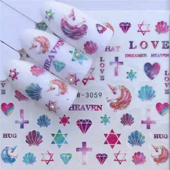 

WUF 1 Sheet Water Transfer Nail Stickers Decals Color Flower Pattern Nail Art Stickers Wraps Manicure Decoration