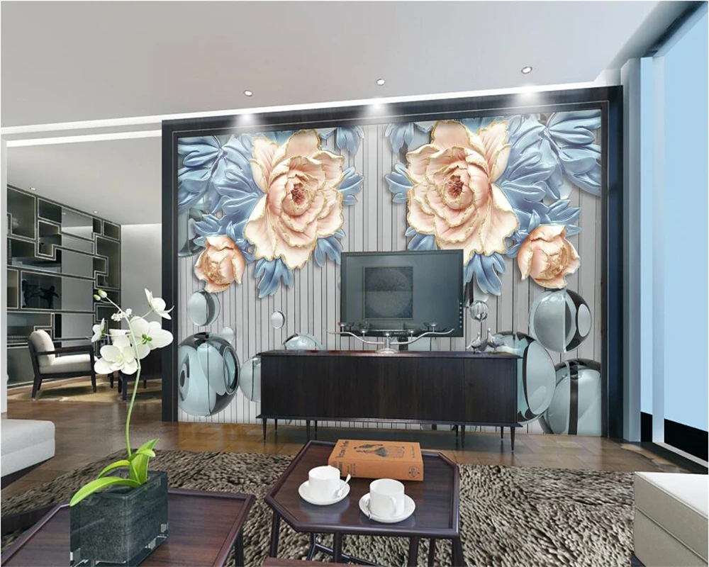 Beibehang Wallpaper Kustom Rumah Dekoratif Lukisan Dinding 3D Modern