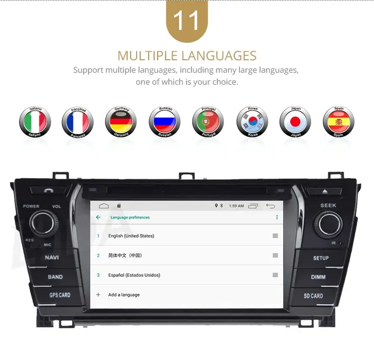 Top LJDA 2 Din Android 9.1 Car DVD Player For Toyota Corolla 2014 Wifi GPS Radio 2G+16G Quad Cores Multimedia Stereo Mirror Link RDS 14
