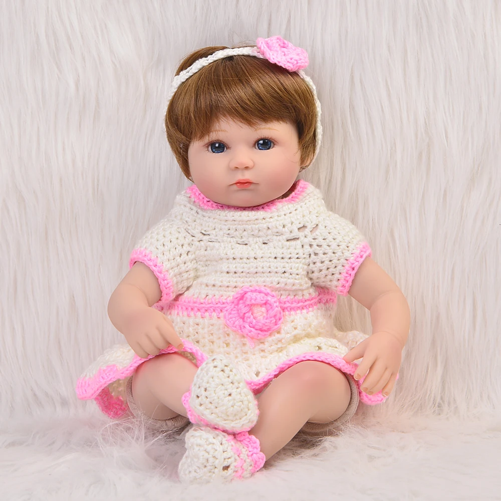 

Cute 17 Inch Wire Wig Doll Soft Silicone Vinyl Newborn Babies Doll 42 cm Lifelike Reborn Dolls For Menina Kids Christmas Present
