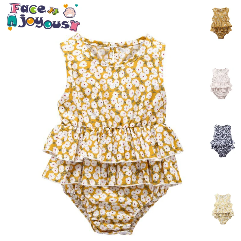 

Facejoyous Summer New Baby Girls Floral Romper Girl Cotton Sleeve Rompers Children Sleeveless Clothing Kids Clothes 0-24 Months