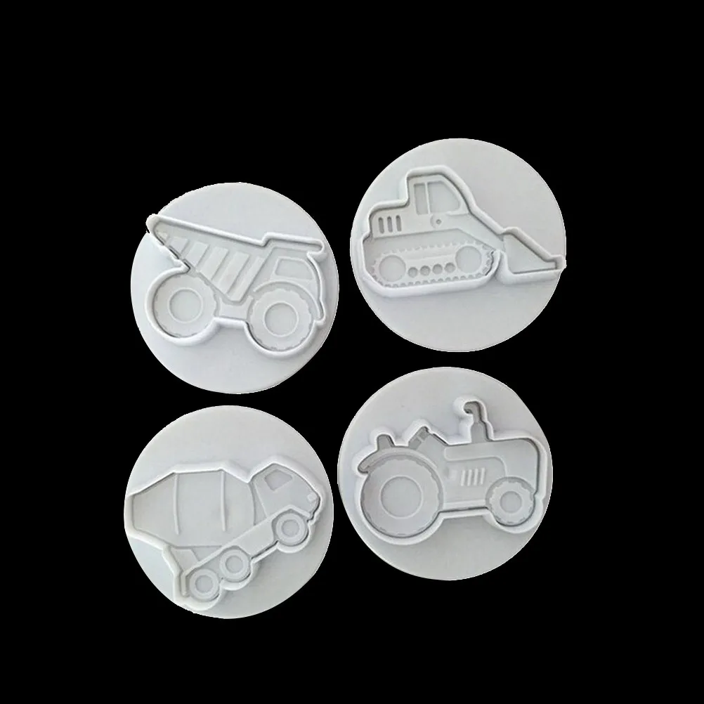 

4PCS/LOT DIY Armored Car Sample Mold Plastic Cookie Cutter, Fondant Cake Tools, Cake Decorating Molds Missile Vehicle,Tank,