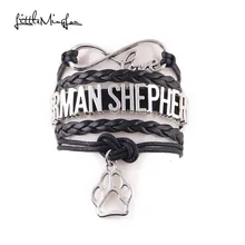 Little MingLou Infinity love GERMAN SHEPHERD dog pet paw charm bracelets & bangles for women men jewelry drop shipping