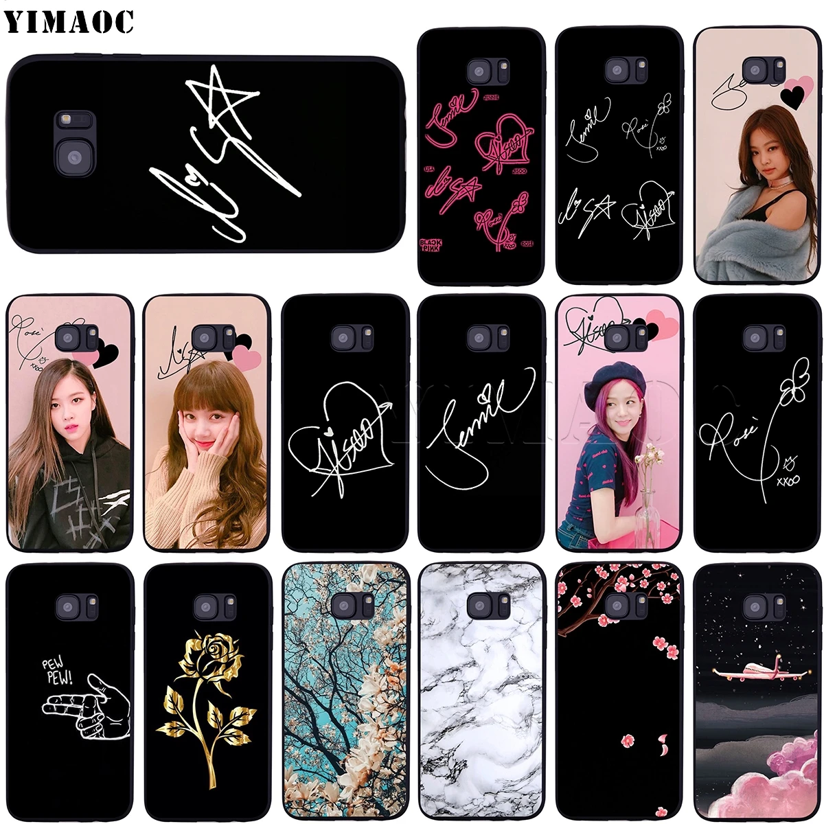 

YIMAOC Blackpink Signature Soft Silicone Case for Samsung Galaxy S6 S7 Edge S8 S9 Plus A3 A5 A6 Note 8 9