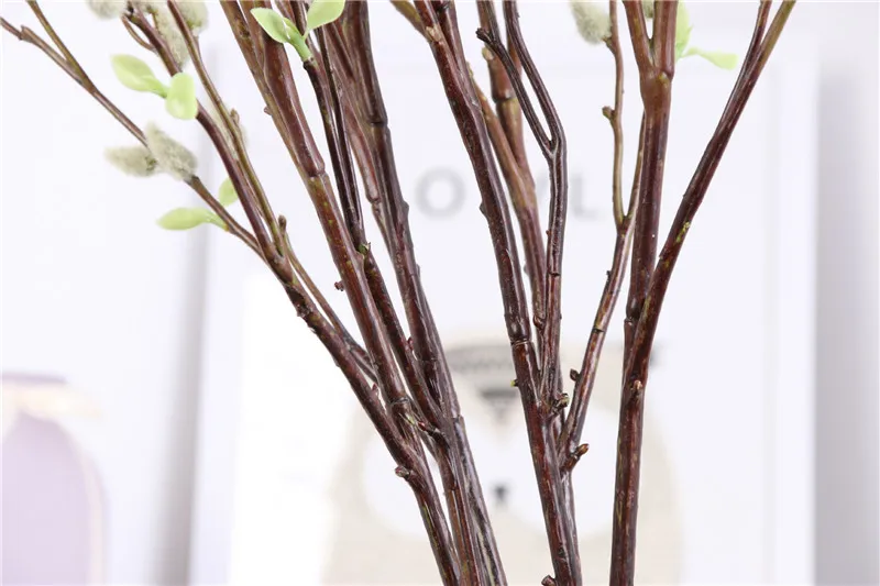 Flone Artificial Silver Willow Fruit Simulation Plant Tree Branch Silver Willow Flower Wedding Home Party Decor Art Arrangement (9)