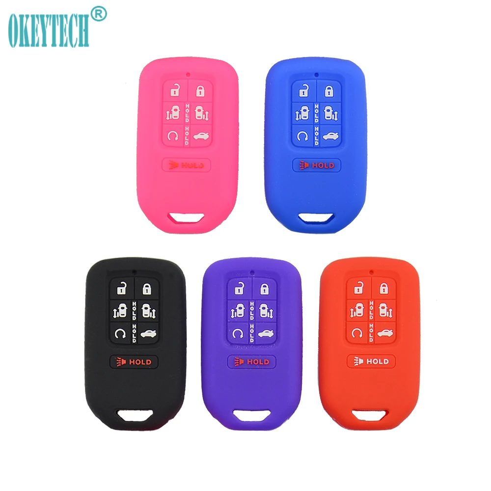 

OkeyTech 7 Buttons Soft Silicone Rubber Car Key Fob Cover Case Shell Set Protect Skin For HONDA Odyssey Freed Elysion MPV