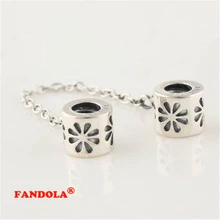 Подходит Pandora шармы браслеты маргаритки шарики на страховочной цепочке 925 стерлингового серебра ювелирные изделия
