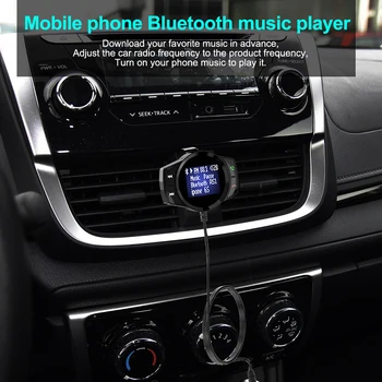 

2 USB Charging Ports RS1 FM Transmitter Bluetooth Car Kit MP3 Player LED Car Charger Musical Playing