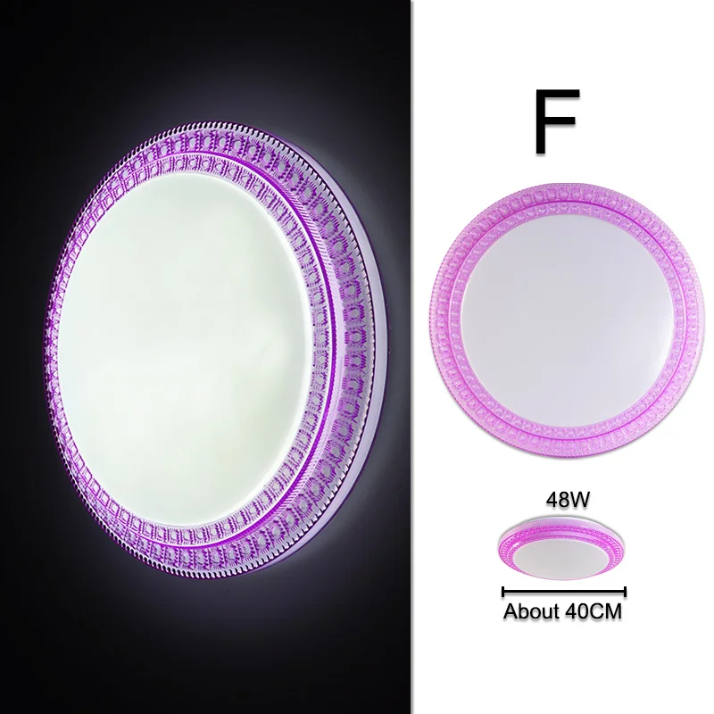 Светодиодный потолочный светильник 48 Вт 36 Вт 24 Вт 18 Вт светодиодный потолочный светильник поверхностного монтажа AC220V 240V Дистанционное Управление современный потолочный светильник для дома светильник - Цвет корпуса: F