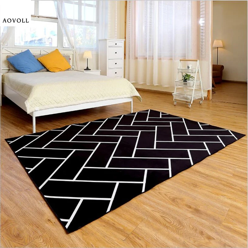 AOVOLL White and Black Soft Carpets For Living Room Bedroom Kid Room