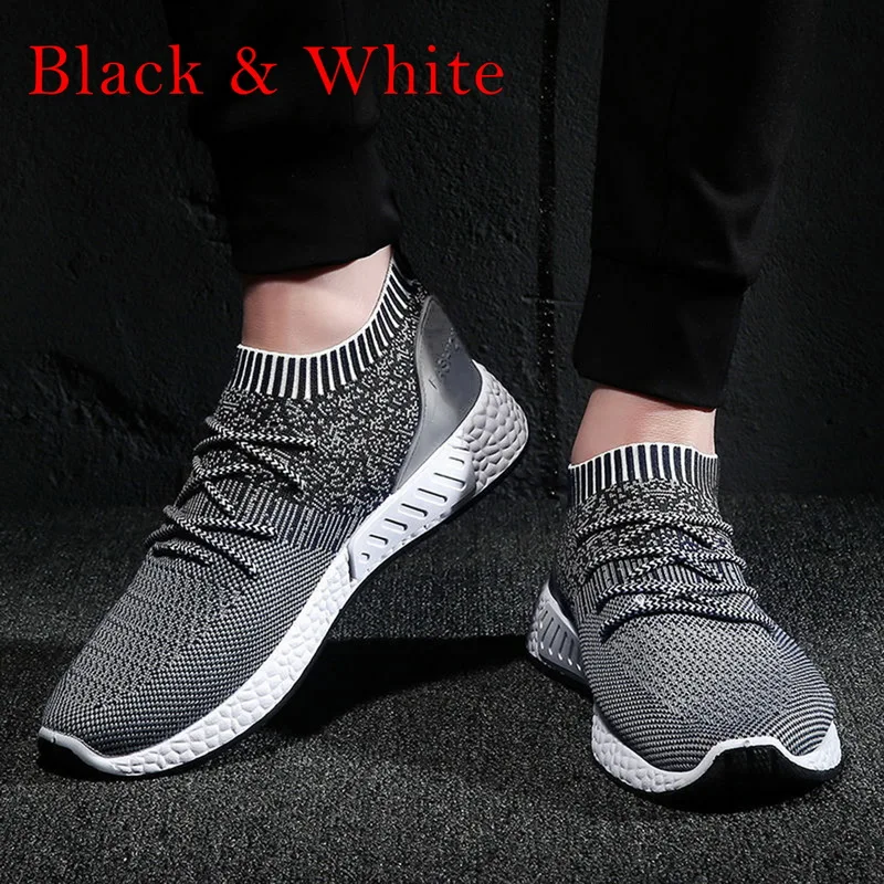 MoneRffi Men Knitting Vulcanize Shoes Sneakers Breathable Casual Male Air Mesh Lace Up Shoes Tenis Spring Adult Trainer - Цвет: 03