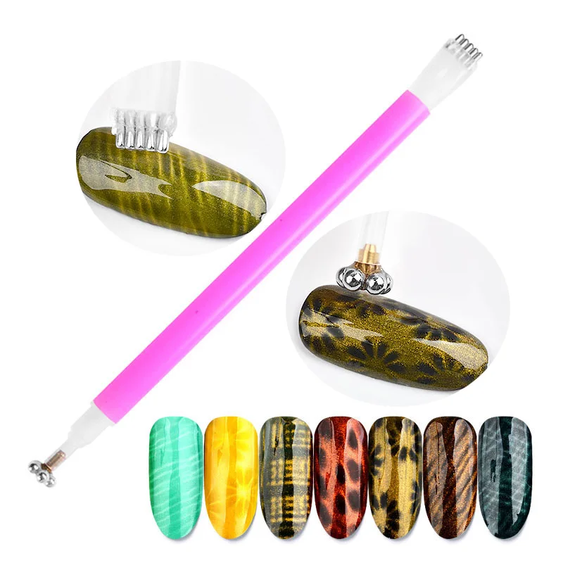 

New 3D Cat Eyes Double Headed Magnetic Nail Art Magnet Stick For UV Gel Polish Flower Stripe Pattern Effect DIY Manicure Tools