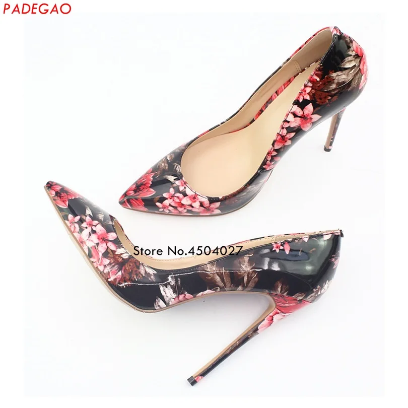 

printed party wedding shoes ladies pumps womens heels shoes fashion 12 cm stilleto pointed toe heels