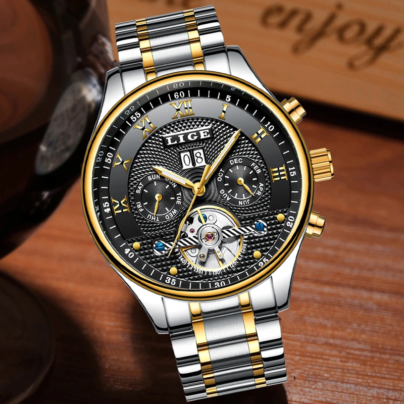 

LIGE Mens Watches Top Brand Luxury Automatic Mechanical Watch Men Full Steel Casual Business Clock Sport Watch Relogio Masculino