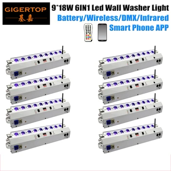 

Freeshipping 8 Pack 9x18W Wifi Mobile Phone Controlled Manufacturer DJ Freedom Led Wall Washer Rechargeable 2.4G Wireless DMX