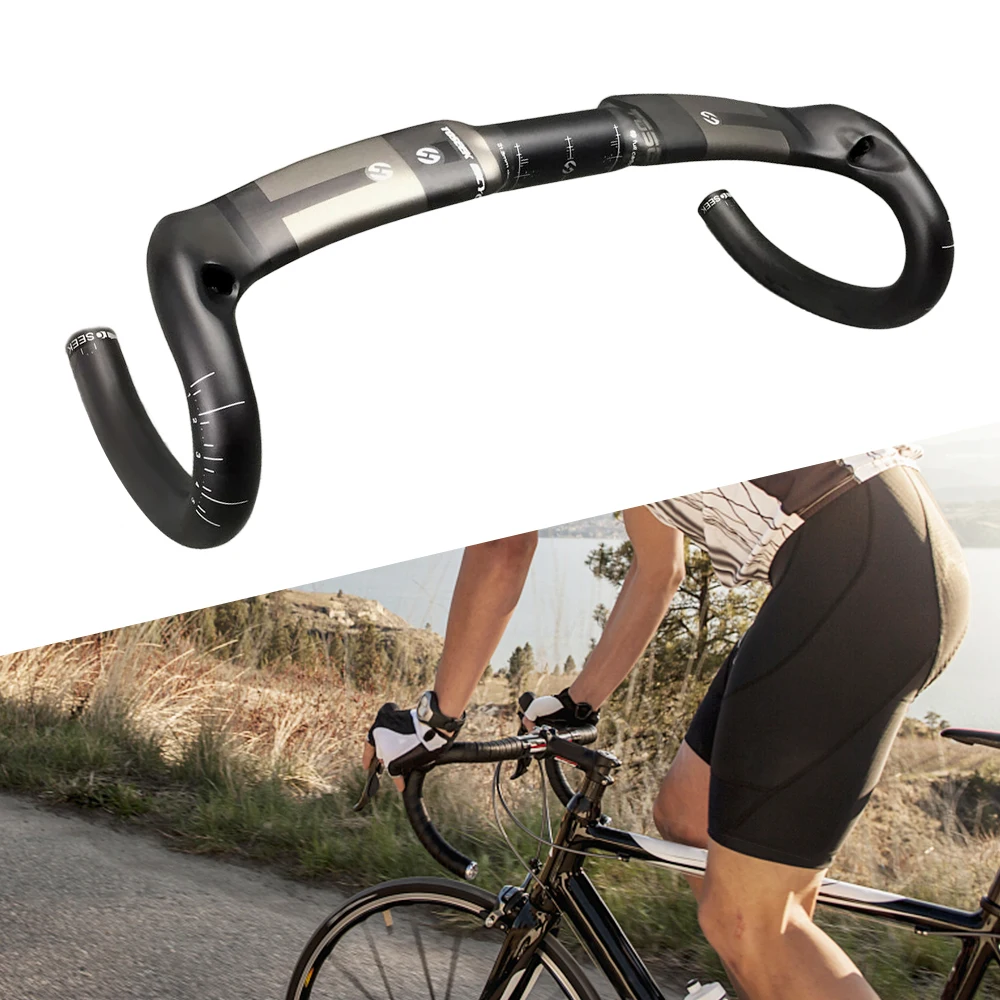 Carbon Fiber Road Bike Drop Bar Bicycle Handlebars 31.8*400//420//440mm Blue Matte