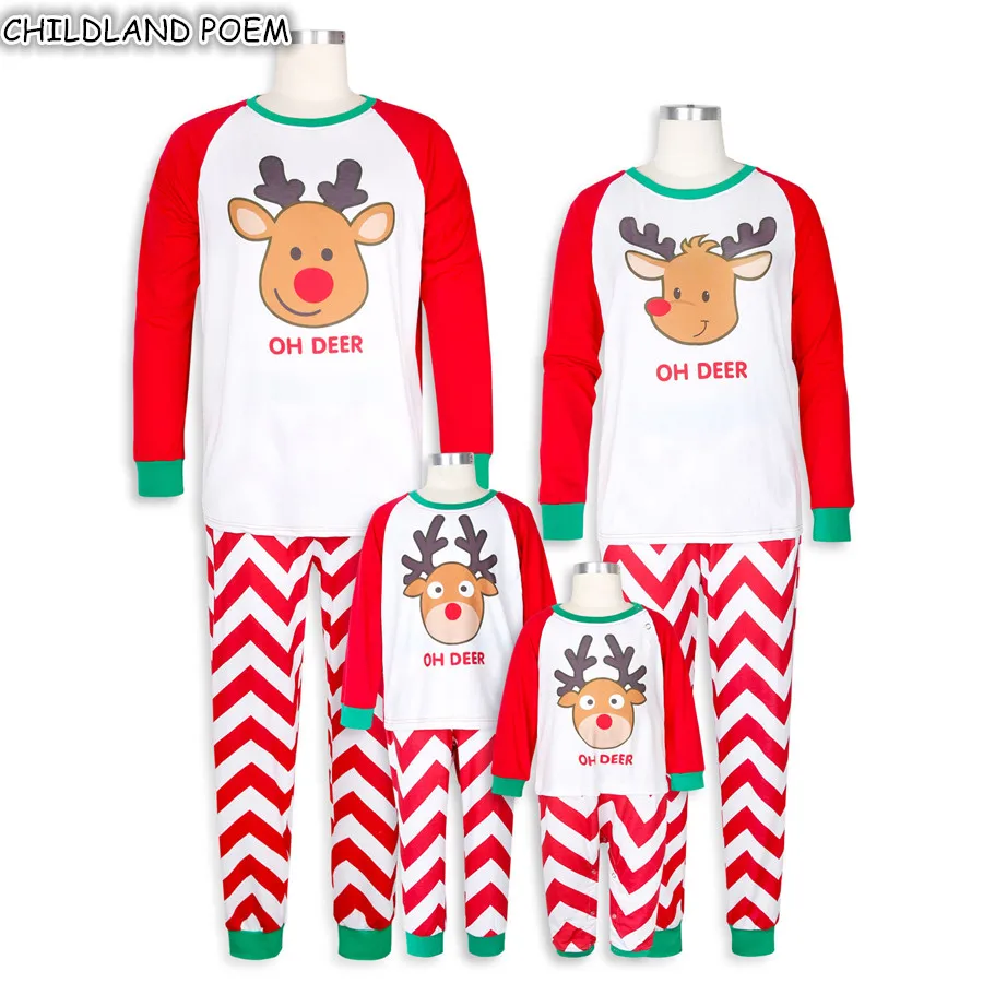 Семейный Рождественский пижамный комплект с оленем, рождественские пижамы, Семейный комплект для мамы и дочки, папы и сына Семейные комплекты