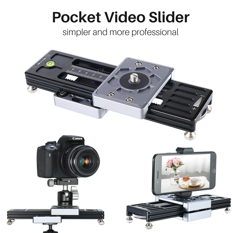

ULANZI SL-260 Dual Track Pocket Video Slider Aluminum Alloy Camera Slider with Flexible Screw Switch Damping Adjusting