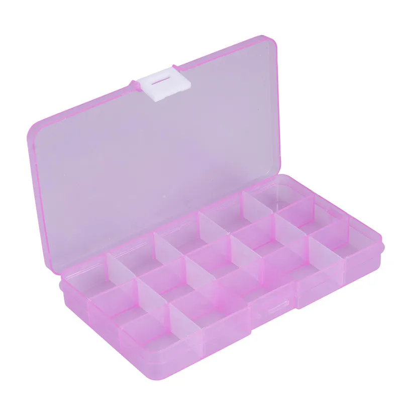 New Plastic 15 Slots Adjustable Jewelry Storage Box Case Craft Organizer Beads storage boxes