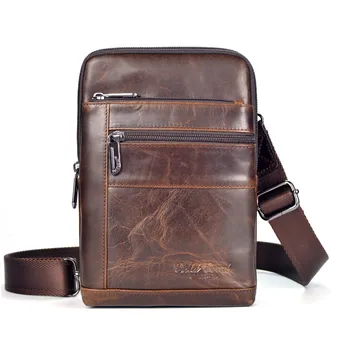 

New Men Oil Wax leather First layer Cowhide Travel Cross Body Messenger Shoulder Fashion High Quality Sling Chest Bag