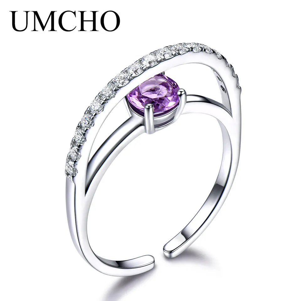 

UMCHO Natural Amethyst Gemstone 925 Sterling Silver Ring Colorful Gemstone For Women Wedding Party Ring Brand Fine Jewelry