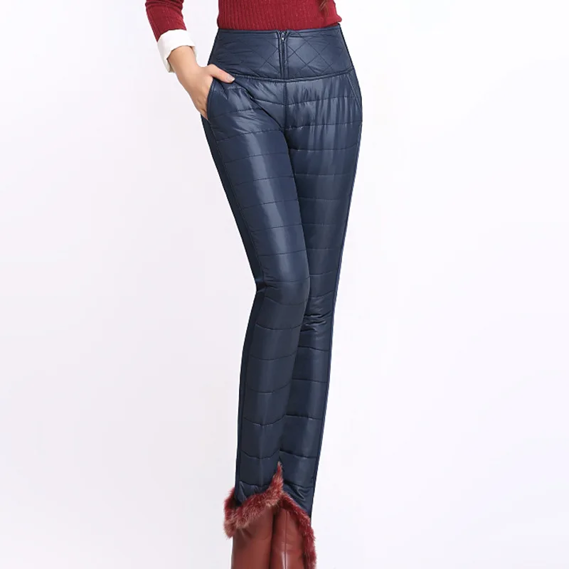 Plus Size Winter Pants Women 2018 Female Fashion Slim Warm Windproof High Waist Down Pants Thick 