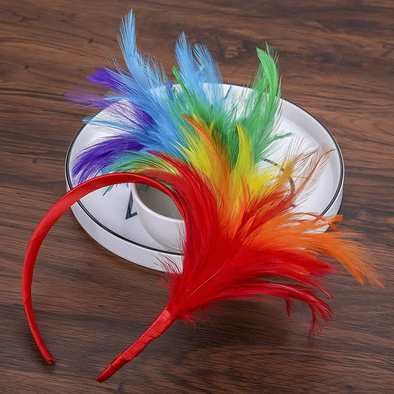 Haimeikang Feativel лента для волос Женская повязка на голову с перьями аксессуары для волос головной убор для вечеринки украшение на голову Корона - Цвет: Многоцветный