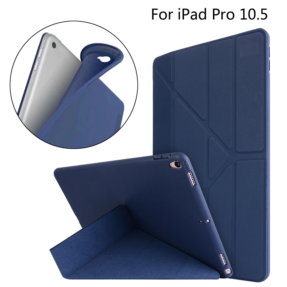 

New 2017 Case For iPad Pro 10.5 A1701 A1709 Smart Cover TPU Leather Magnetic Foldable Tablet Cases Cover + Film + Stylus