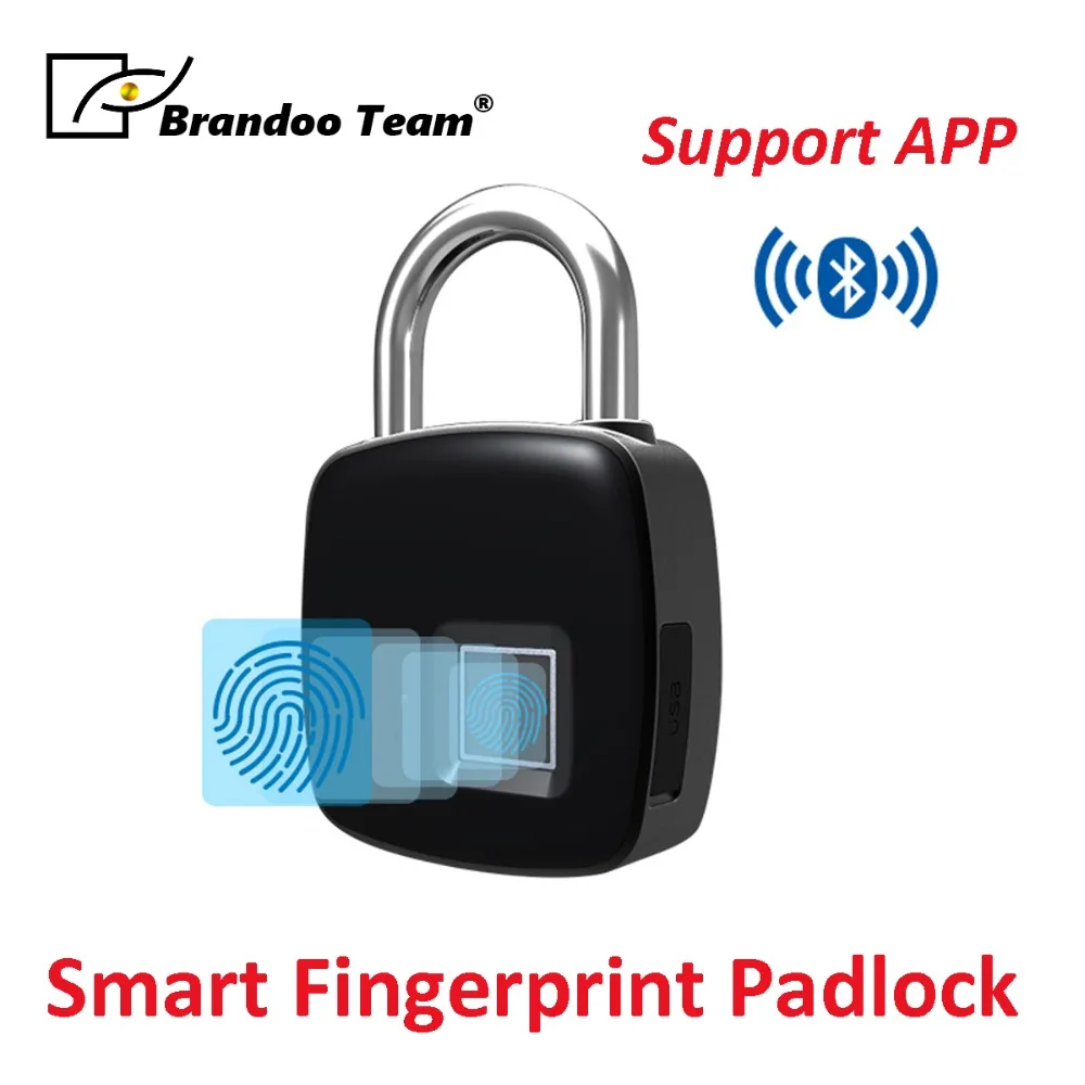 

Free shipping,Mini Bluetooth Padlock Phone APP Waterproof Keyless Fingerprint Lock Unlock Anti Theft Door Lock For IOS Android