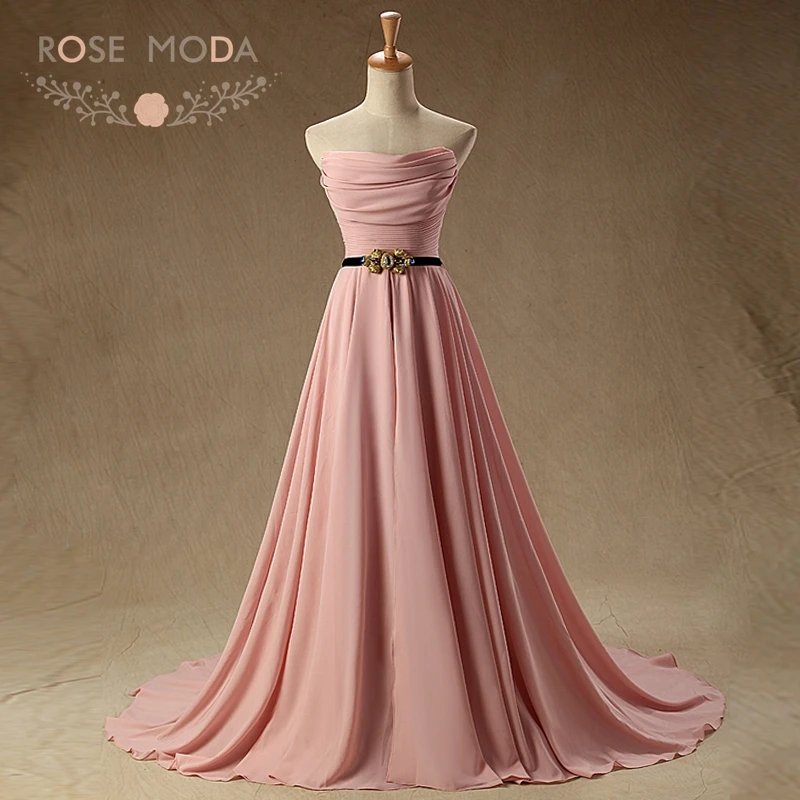 Buy Rose Moda Strapless Blush Pink Evening Dress with