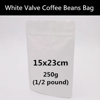 

Leotrusting 50pcs/lot 15cm*23cm Matt White Aluminum Foil Valve Zilock Bag 250g 1/2 Pound White Coffee Beans Packaging Bags