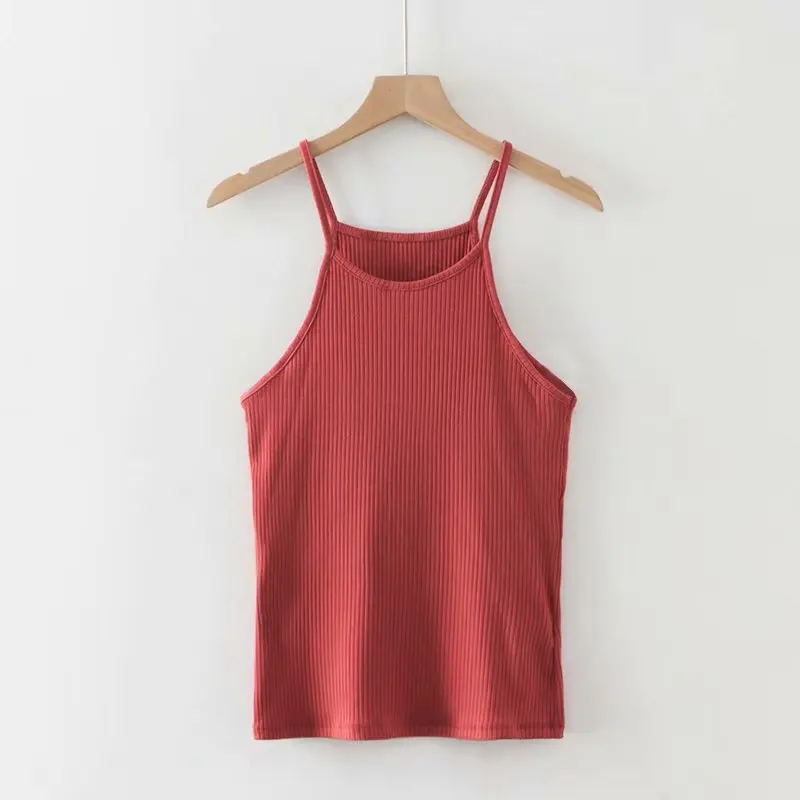 

Summer new European and American fashion Slim solid color vest female, sexy wild U-neck multi-color stretch vest female