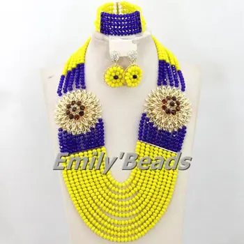 

Fashionable African Wedding Beads Jewelry Set Costume Nigerian Wedding Indian Bridal Necklace Jewelry Set Free Shipping AMJ051