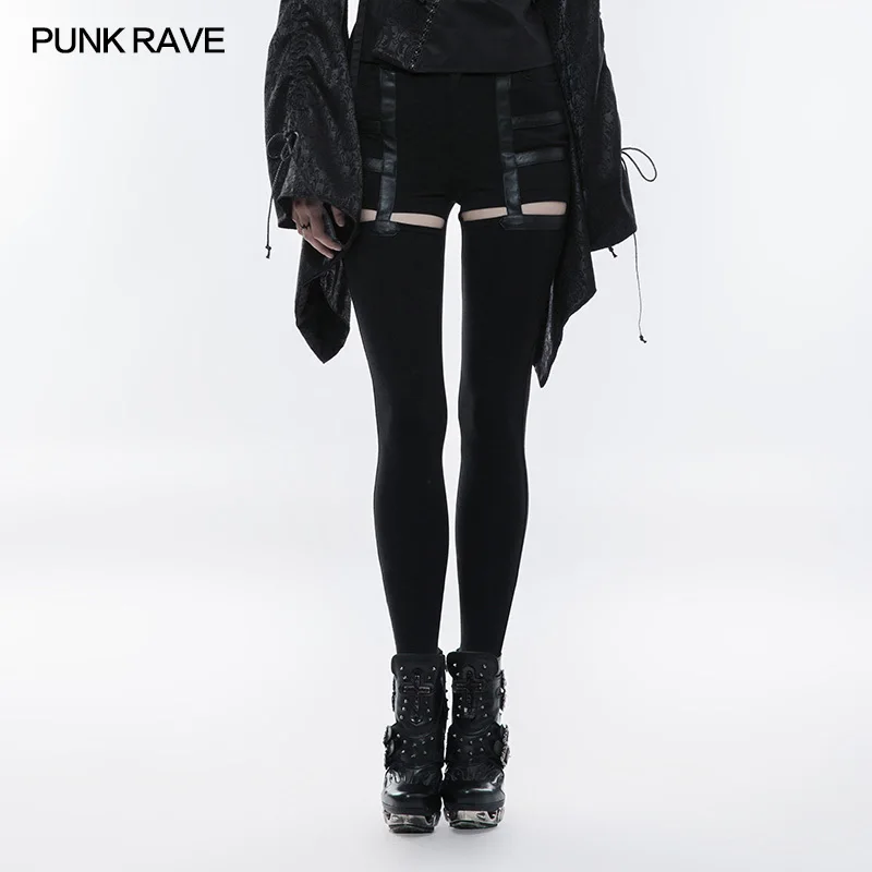 

PUNK RAVE Fashion Women Black High Waist Pencil Pants Daily Popular Hollow-out Sense of Sexy Slim Feet Stretch Pants