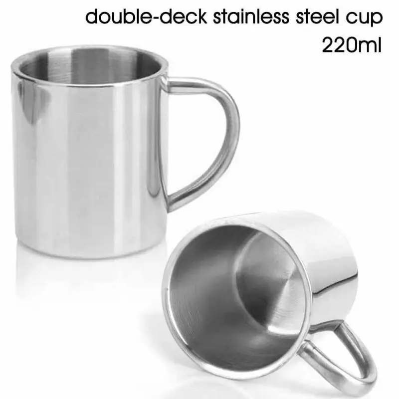 1pc double deck stainless steel cup Anti heat student milk coffee tea