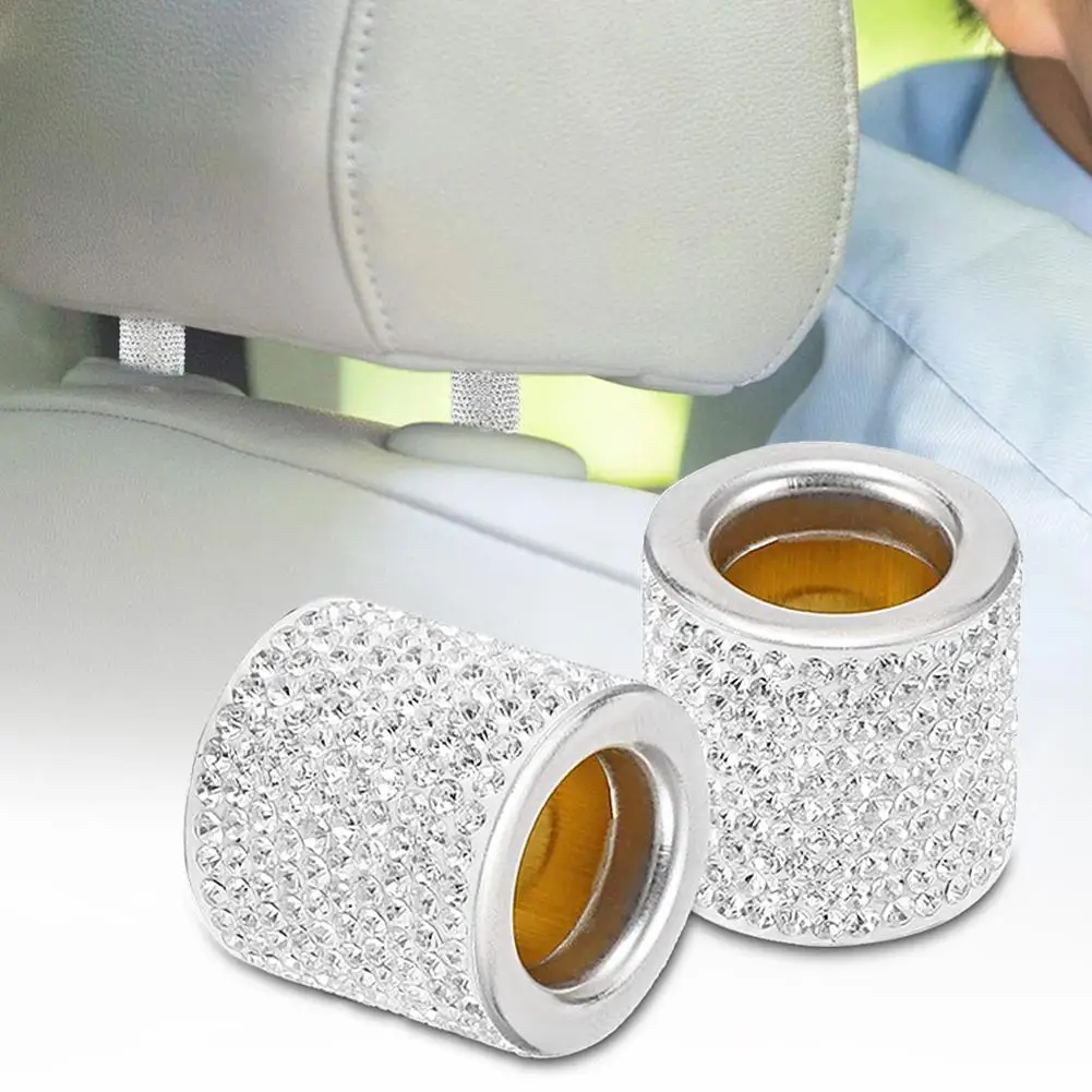 

1/2Pcs Stylish Rhinestones Car Seat Headrest Pole Ring Vehicle Interior Decor