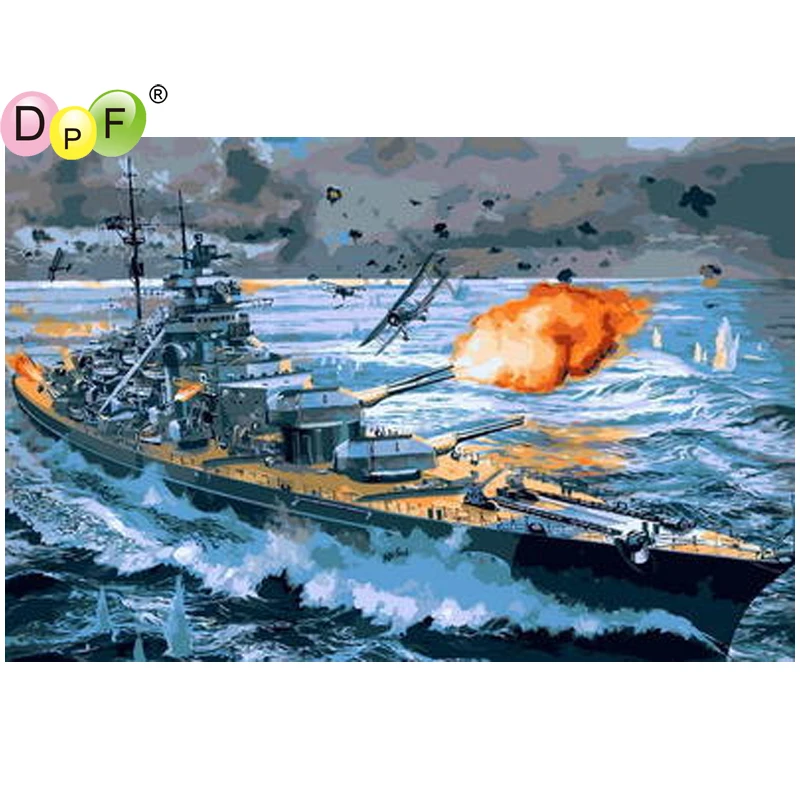 

DPF DIY The battleship 5D home decor diamond mosaic square needlework diamond embroidery crafts diamond painting cross stitch