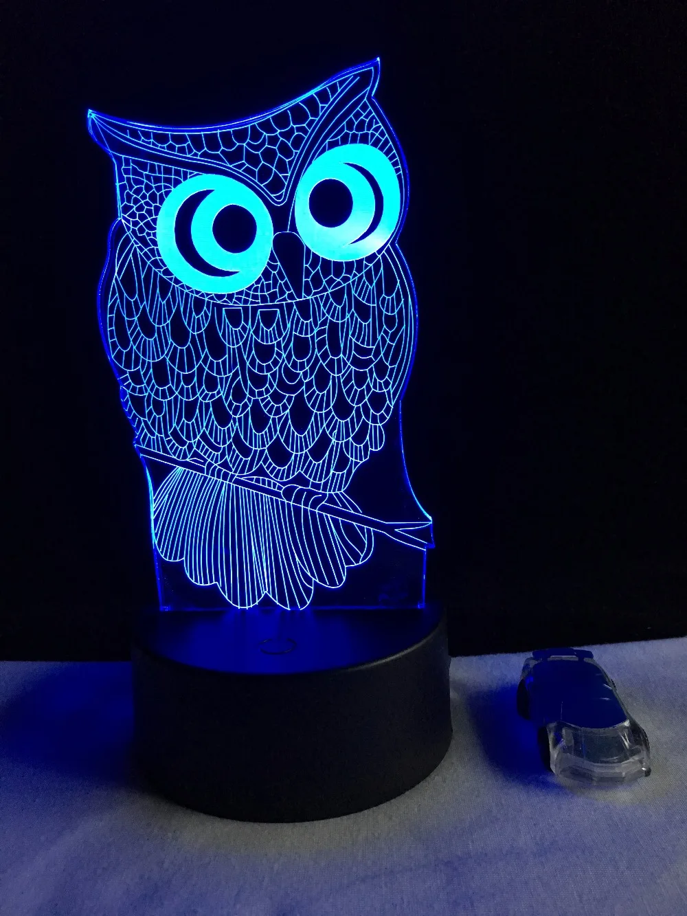 Novelty Animal Owl 3D Lamp Lighting LED USB RGB Mood Illusion Night
