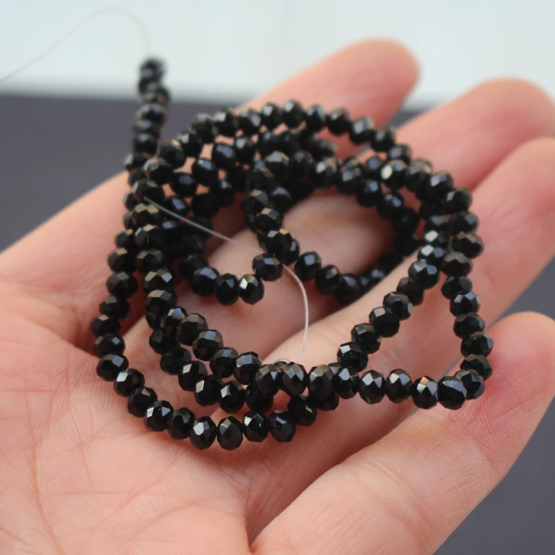 

4mm 6mm 8mm 10mm 1Strand Glass crystal beads Loose Rondelle Black Color Jewelry accessoires