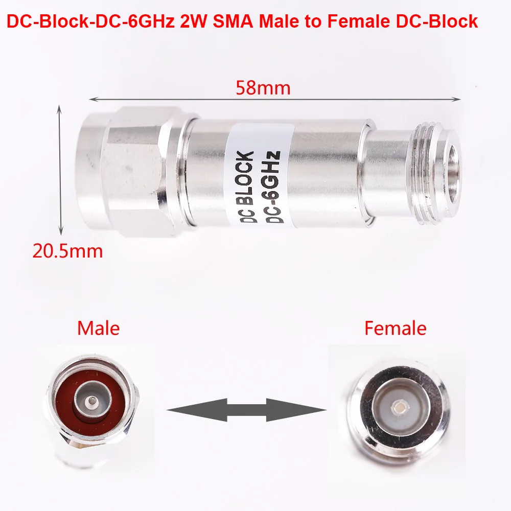 2 Вт тип-n мужчин и женщин DC-Block DC-6.0GHz 50 Ом радиочастотный коаксиальный блок SWR 1,2 SMA Штекер РЧ коаксиальный фиксатор нагрузки - Цвет: DC 6GHz 2W SMA Male